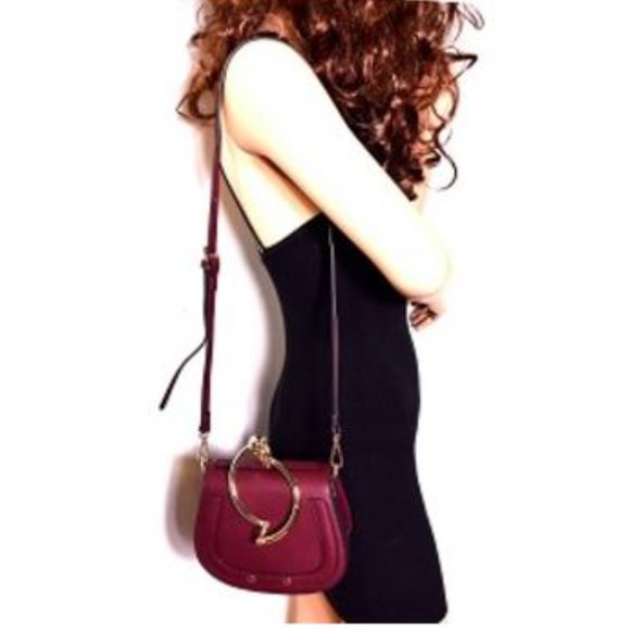 Hoop Ring Handle Flap Cross Body Saddle Bag  - Picture 4 of 5